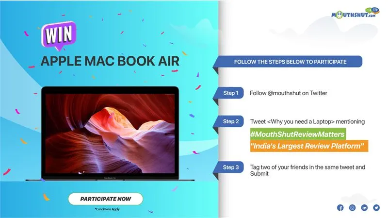 Win a Apple Macbook Air Laptop: Participate now
